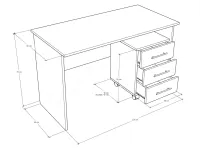 Konténeres íróasztal 2 BL Méretrajz